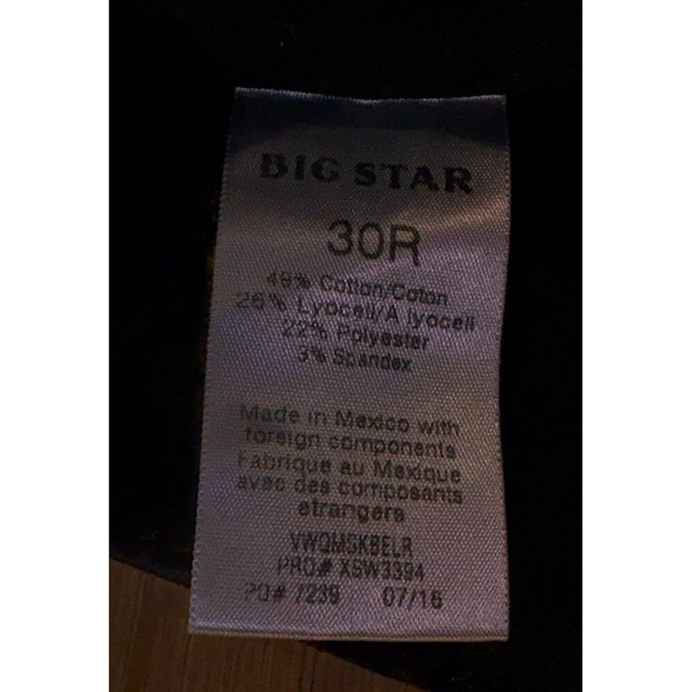 Big Star Bella Jeans Size 30R Women's Mid-Rise Black Stretch Denim Comfort - Picture 4 of 4